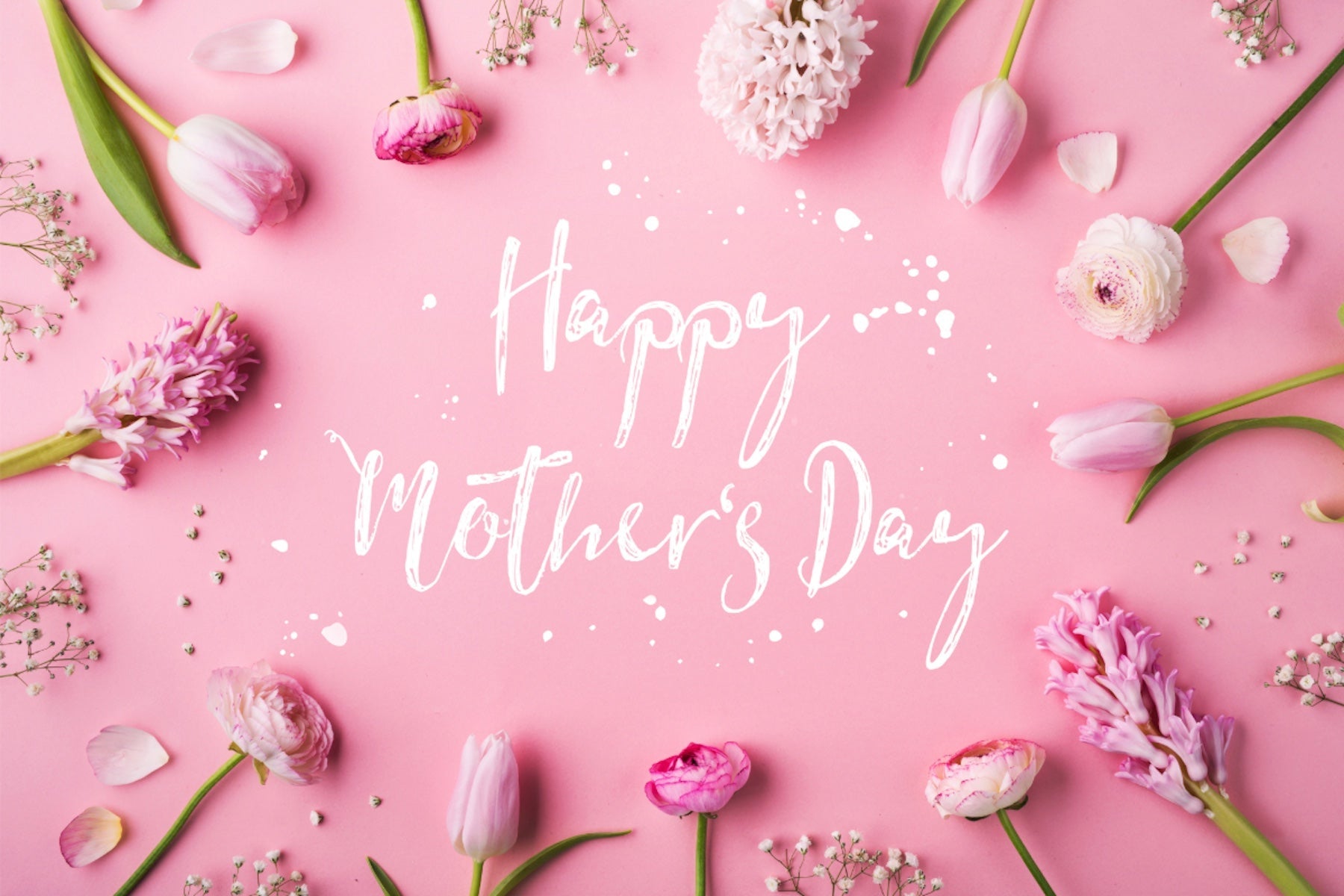 Happy motherβs day text centered of flowers in pink for Fabbys art store