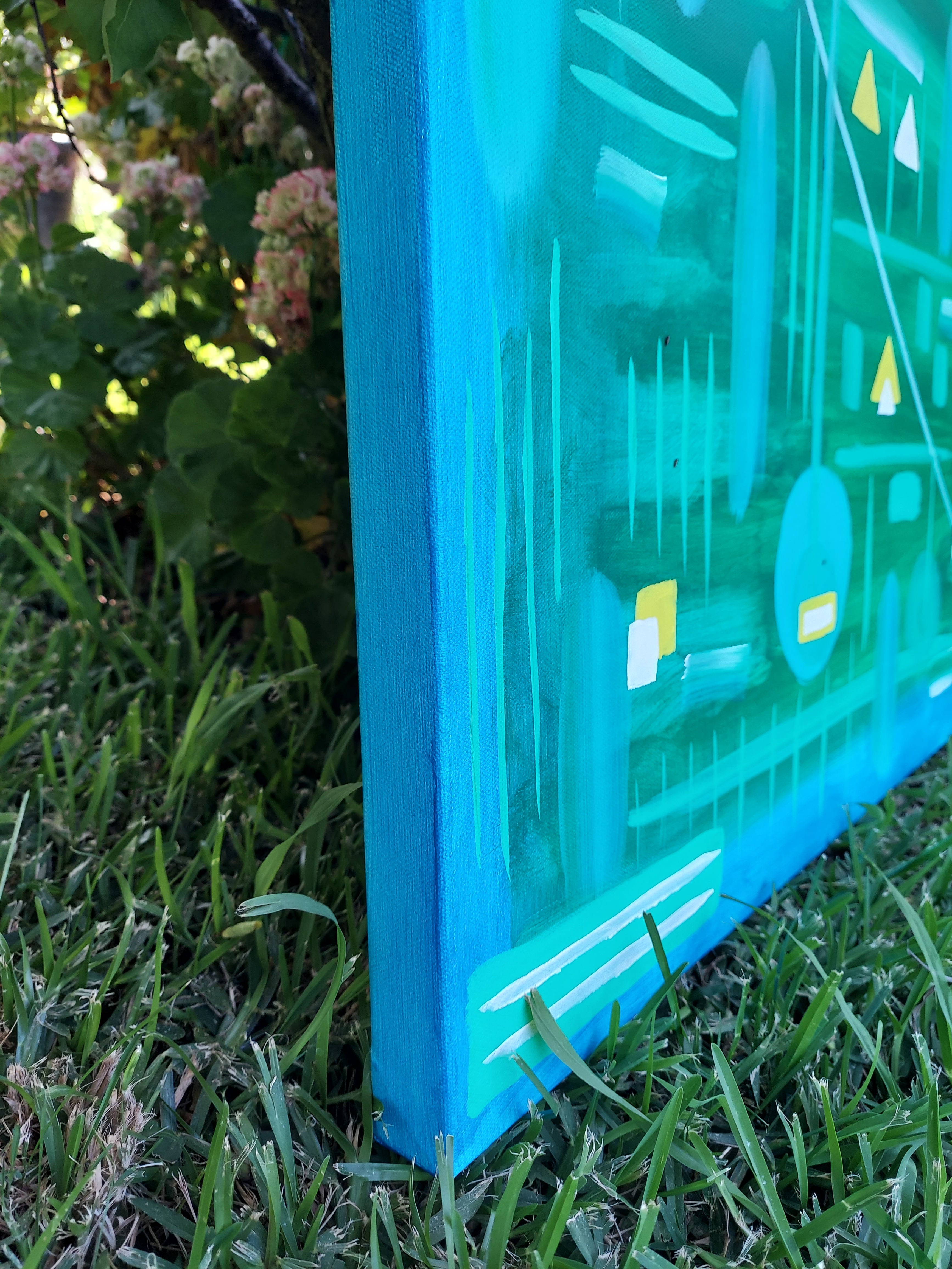 Green Triangular Stripes painting