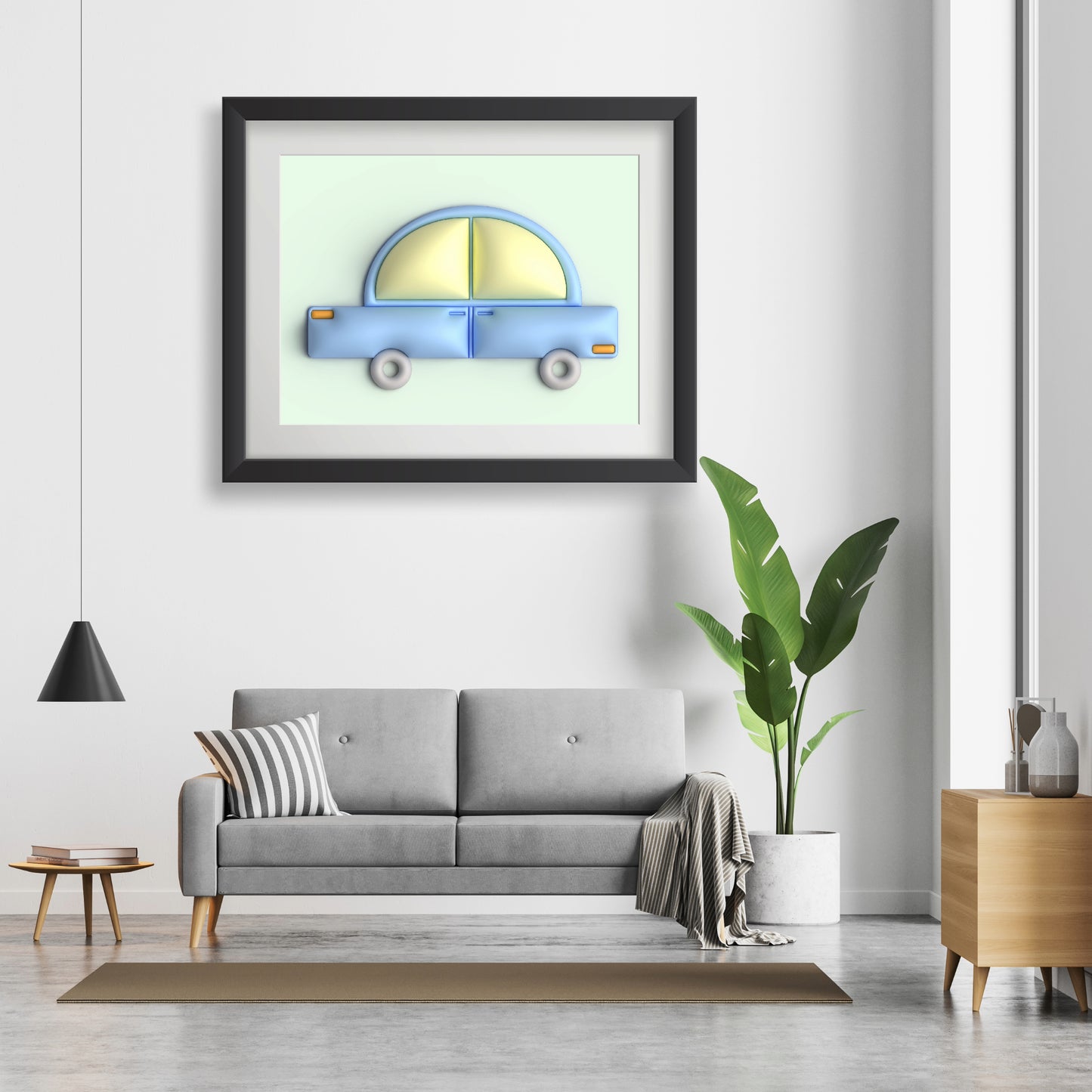 Blue car in green Poster