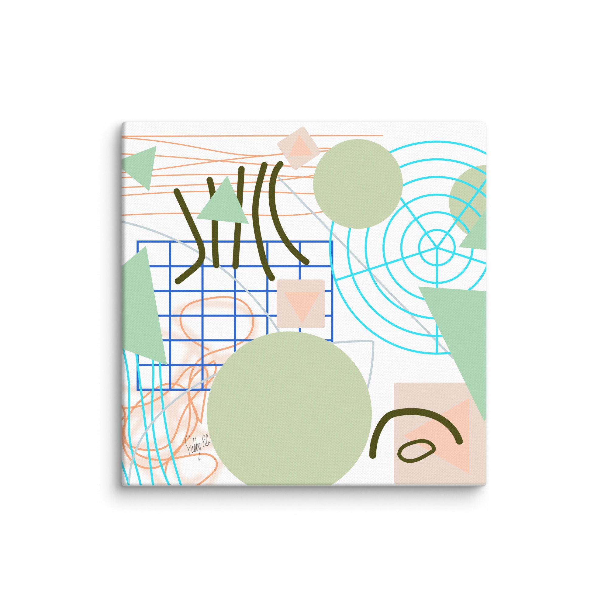 Triangular green circles canvas print