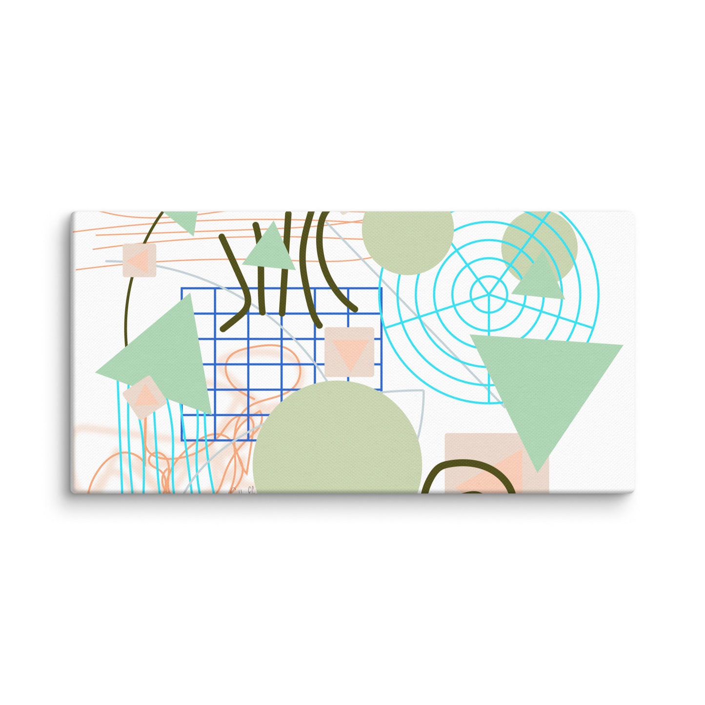 Triangular green circles canvas print