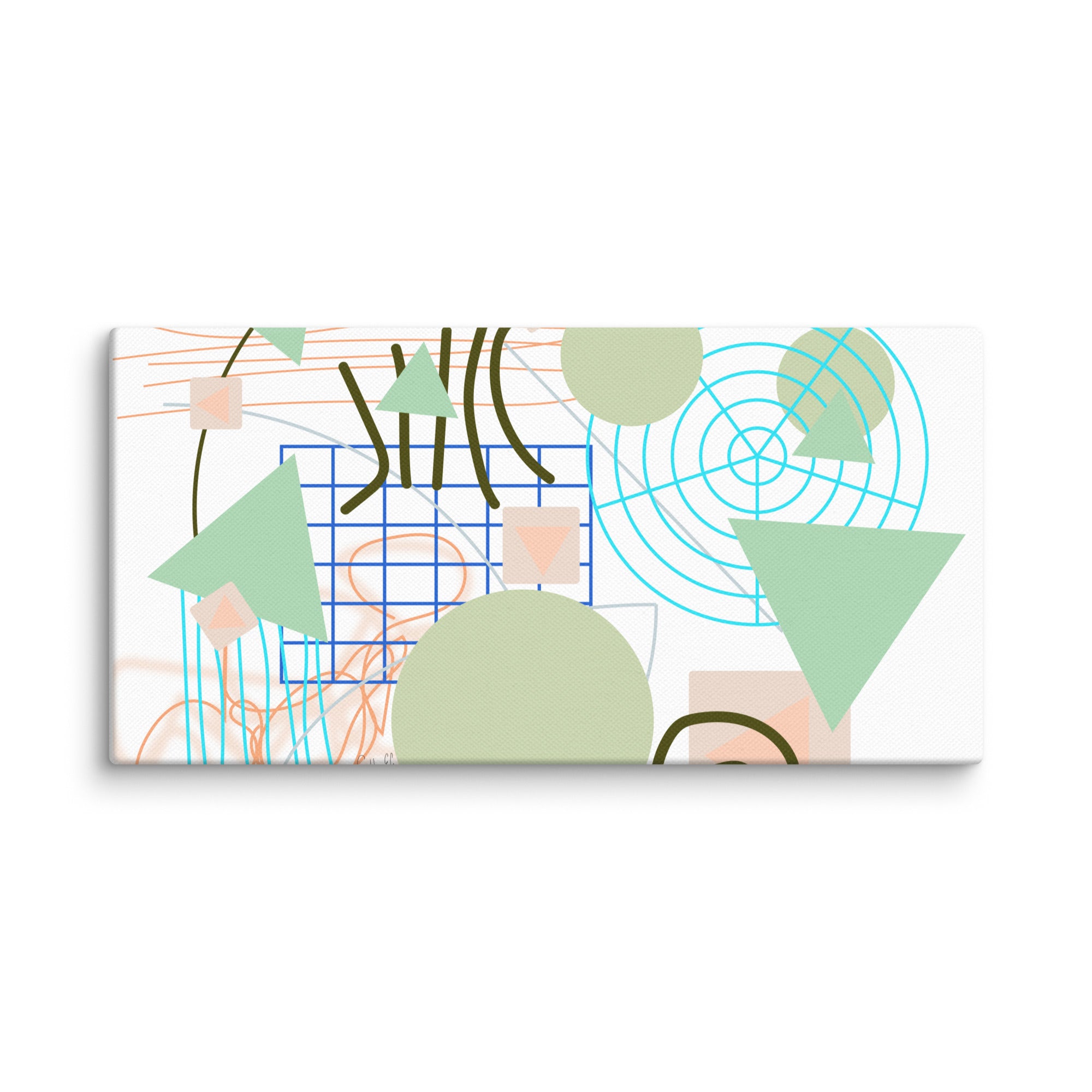 Triangular green circles canvas print