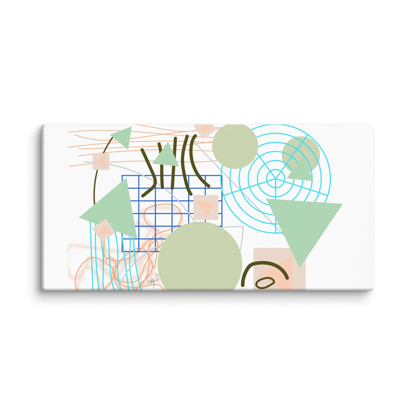 Triangular green circles canvas print