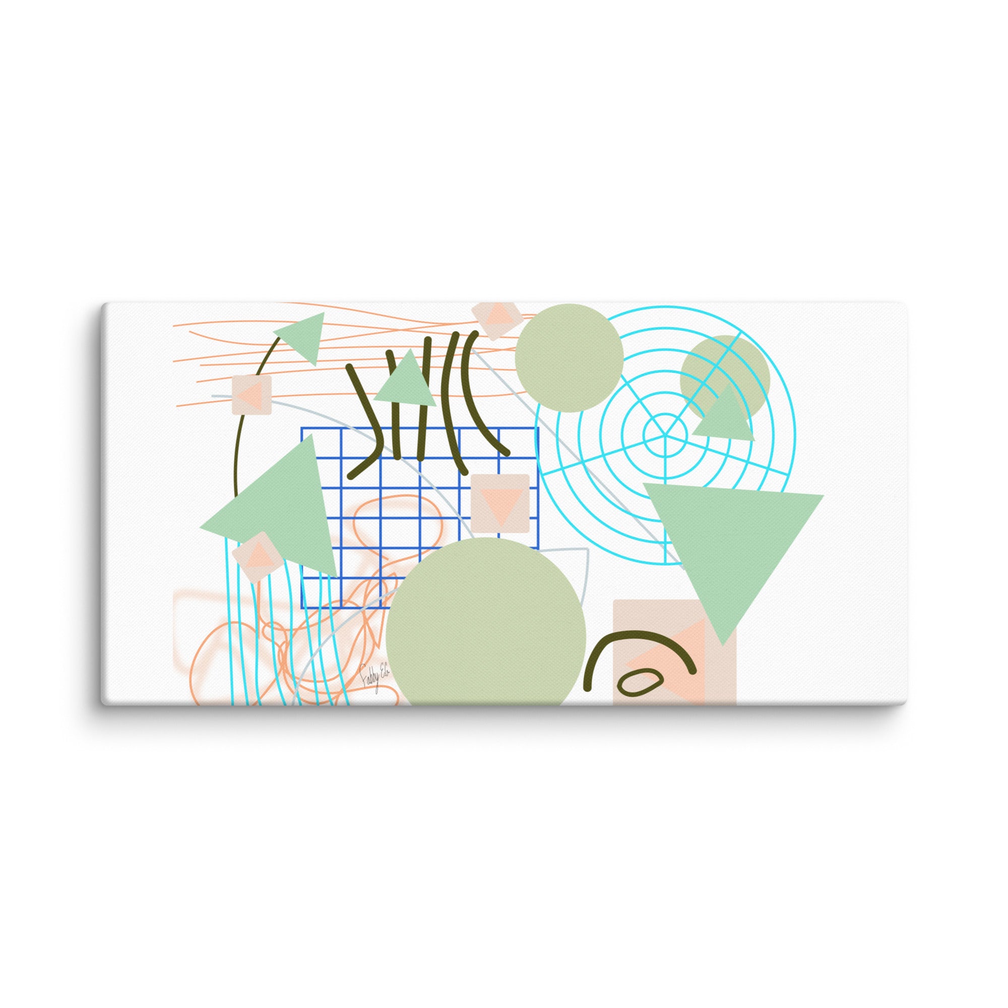 Triangular green circles canvas print