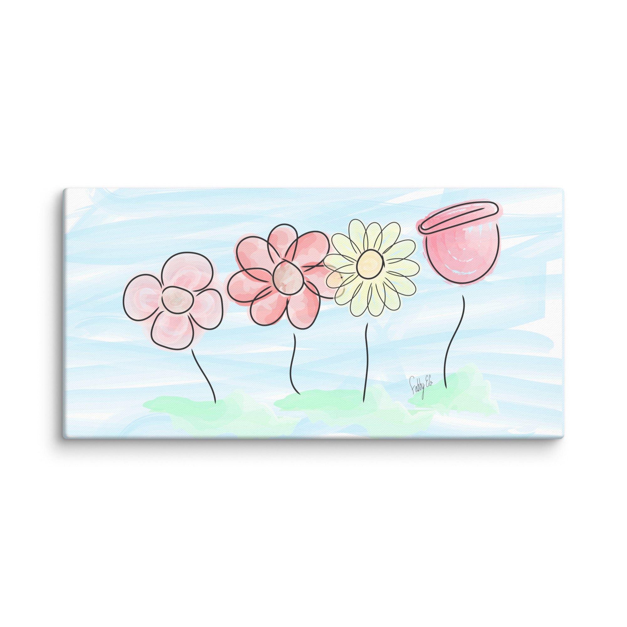 Buying myself four flowers canvas print