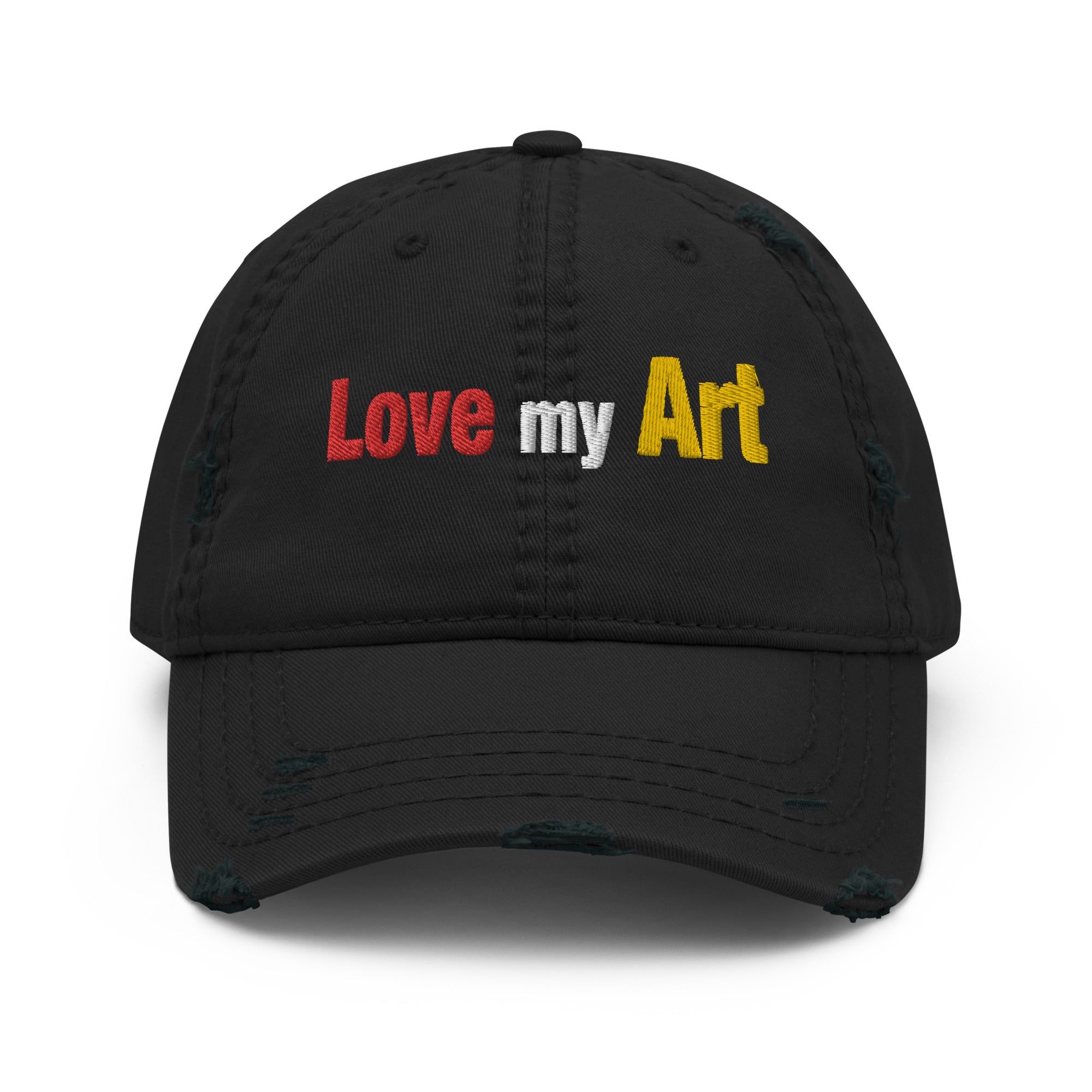 Love my art, embroidery Distressed hat
