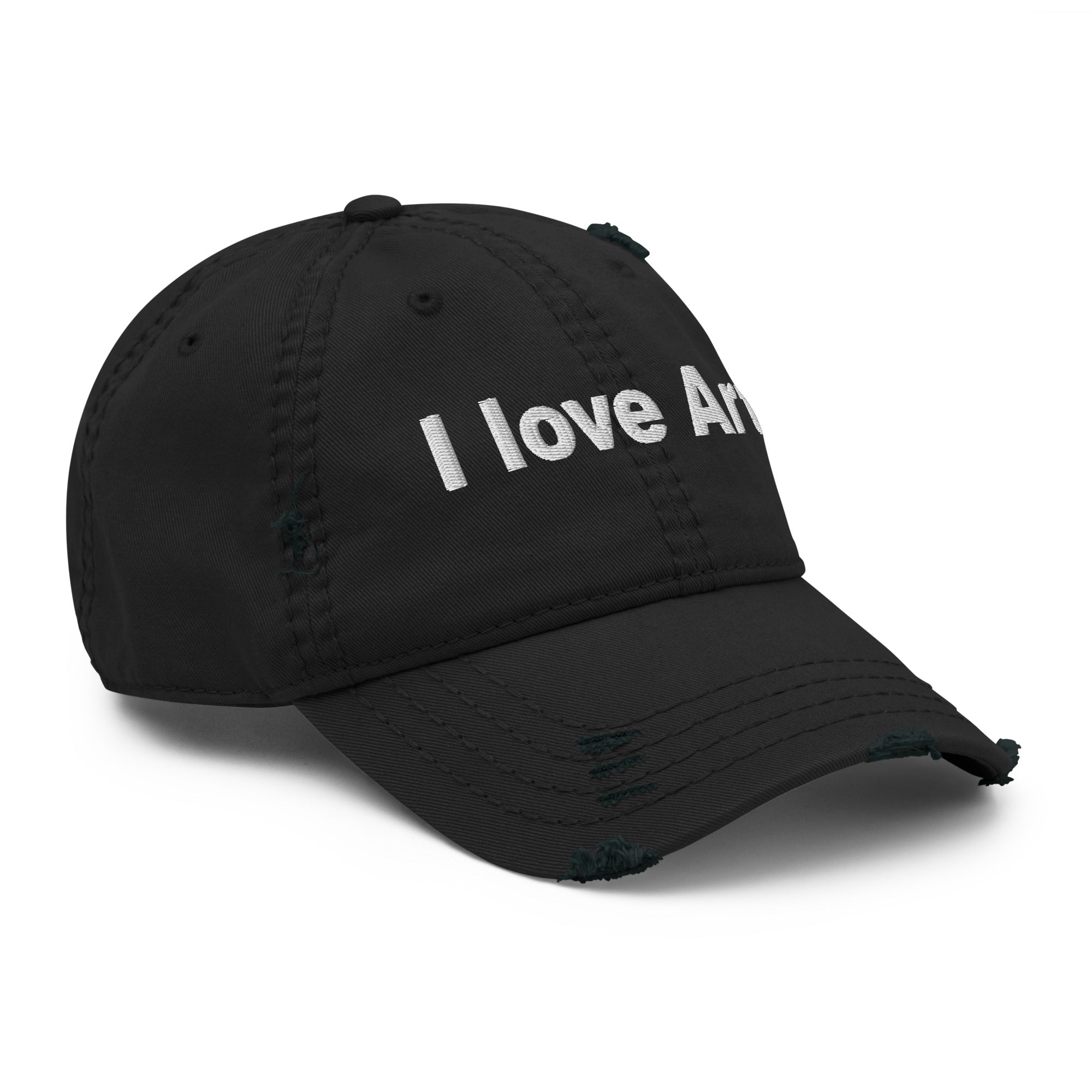 I love art, embroidery Distressed hat