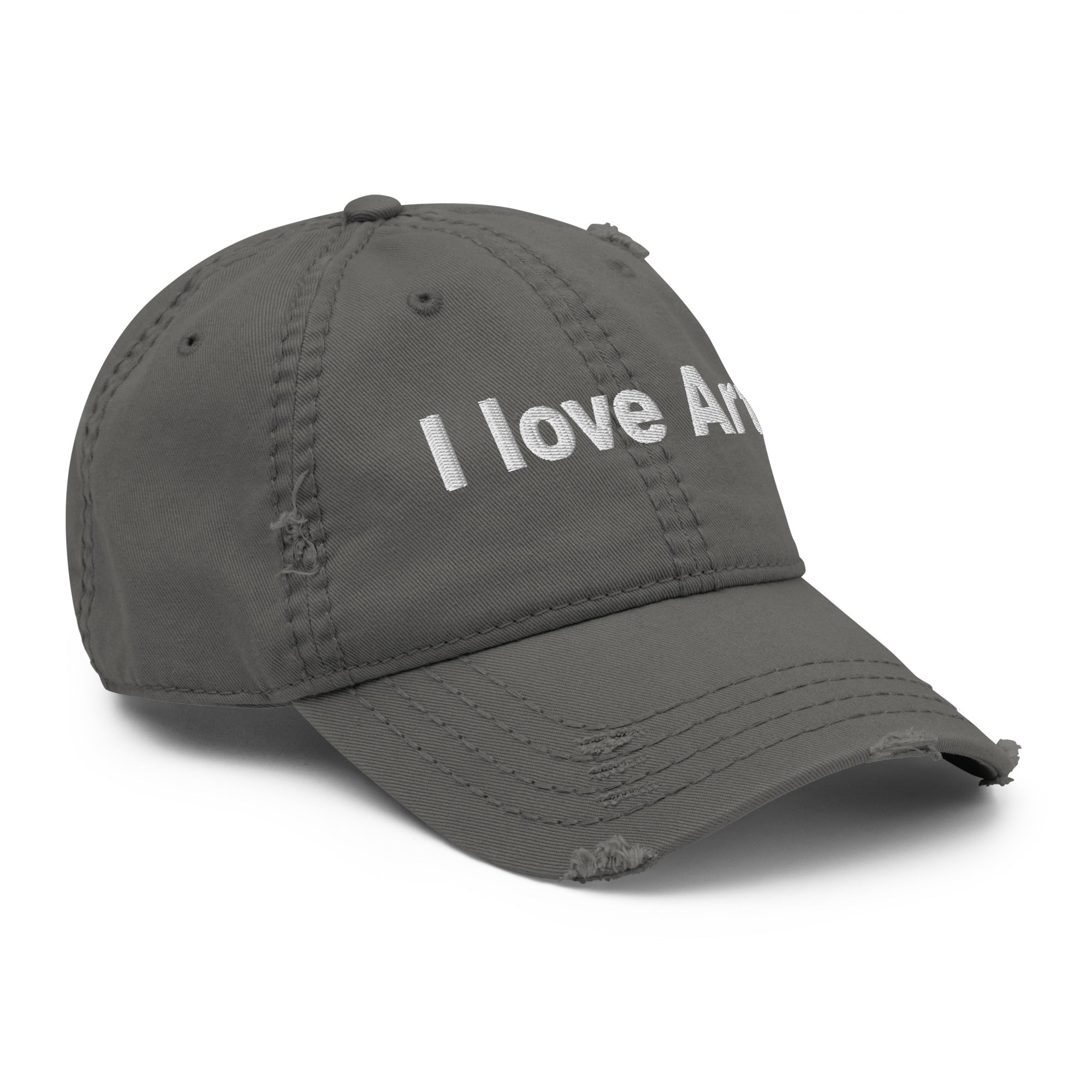 I love art, embroidery Distressed hat