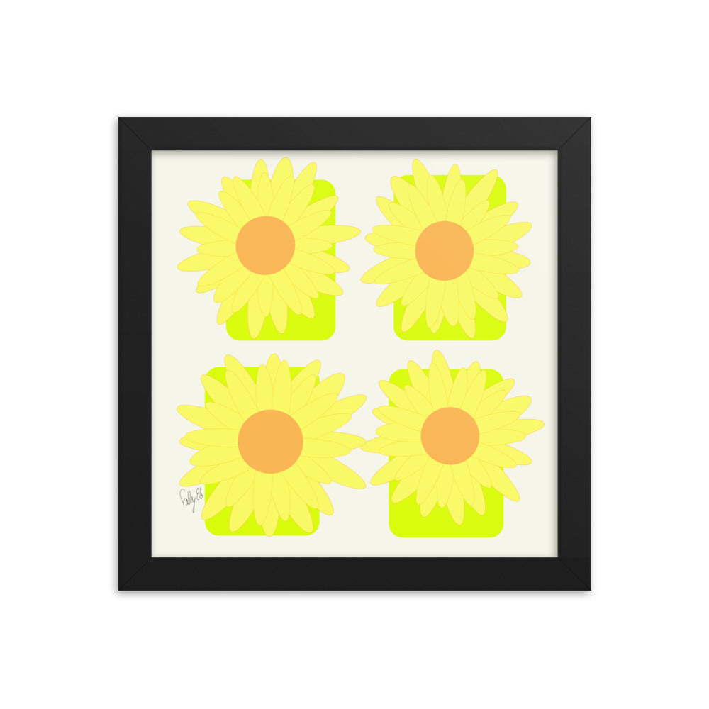 Sunflower squares framed poster