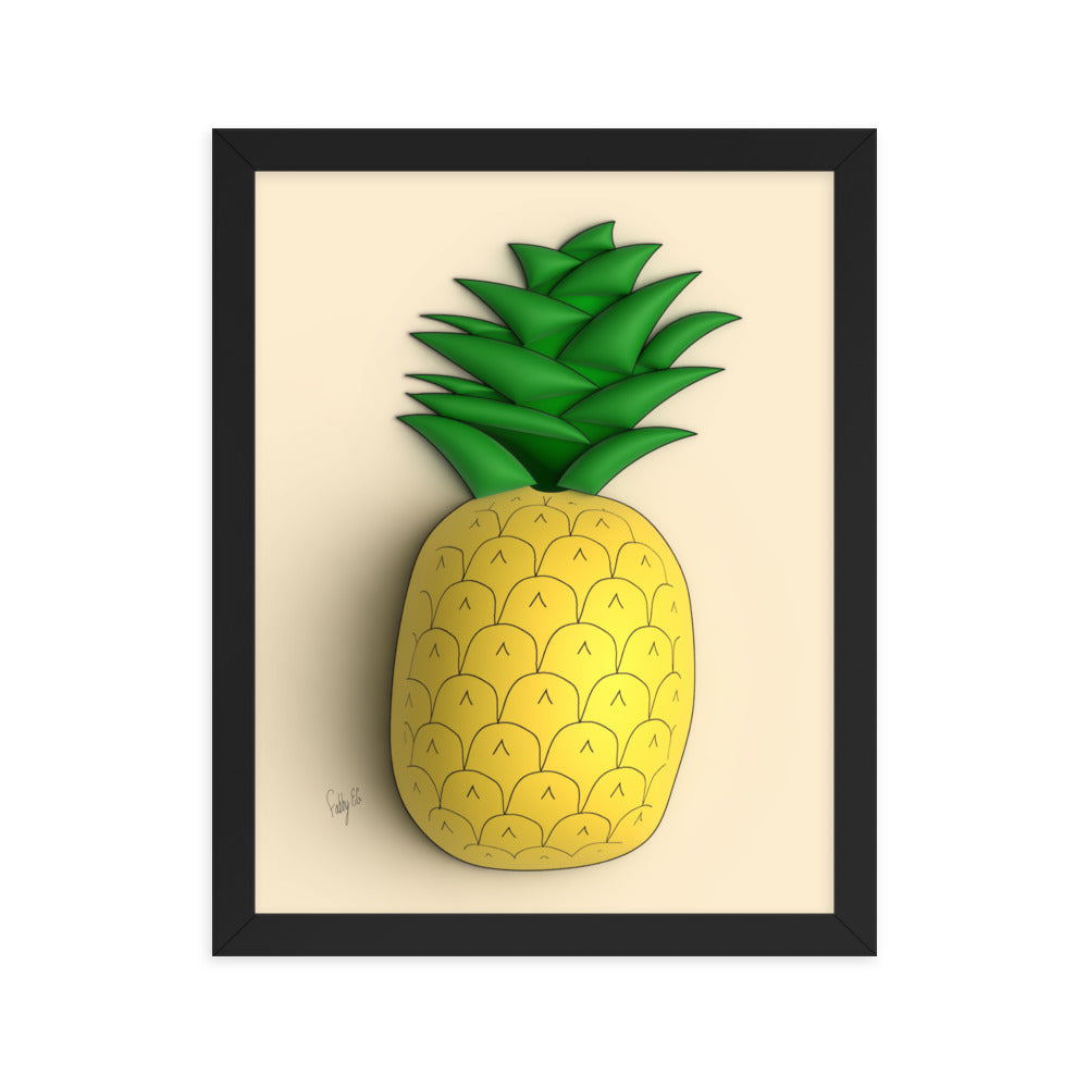 Pineapple 3D framed poster