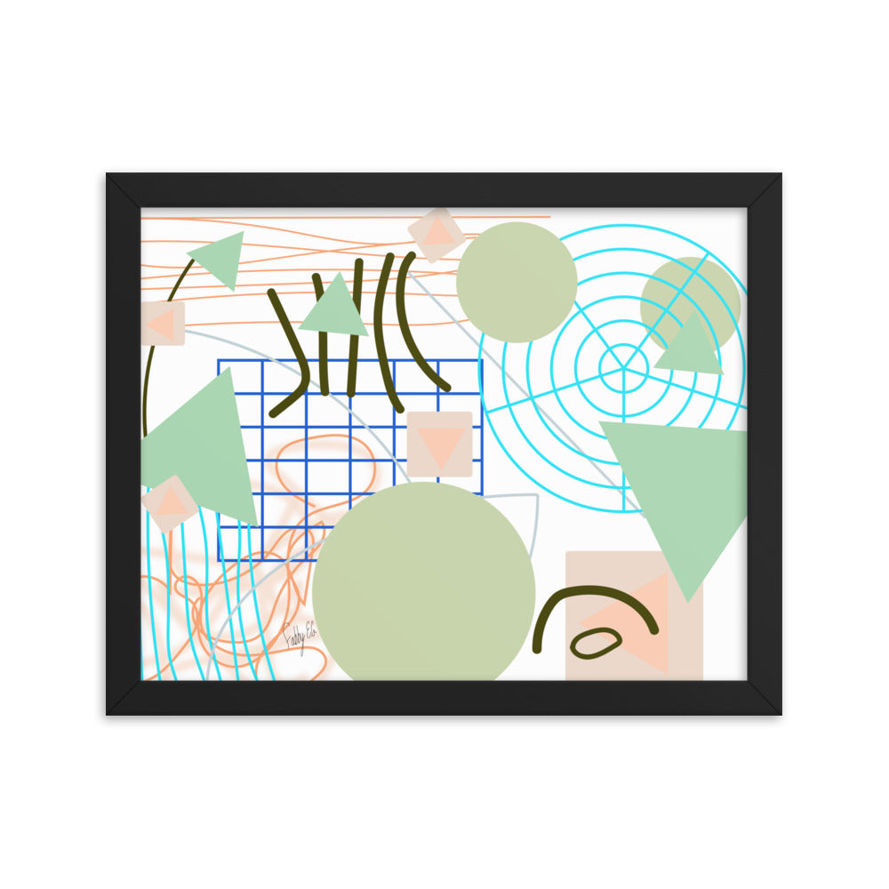 Triangular green circles framed poster