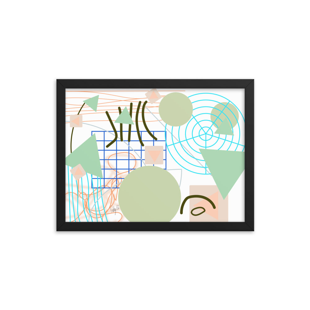 Triangular green circles framed poster