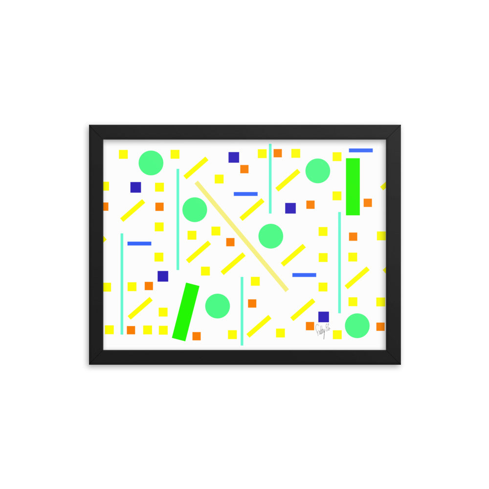 Squares and petite rectangles (white) framed poster