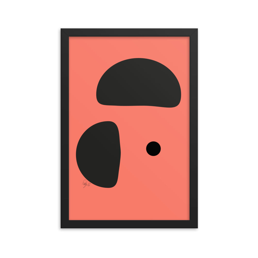 Opposite dots salmon framed poster