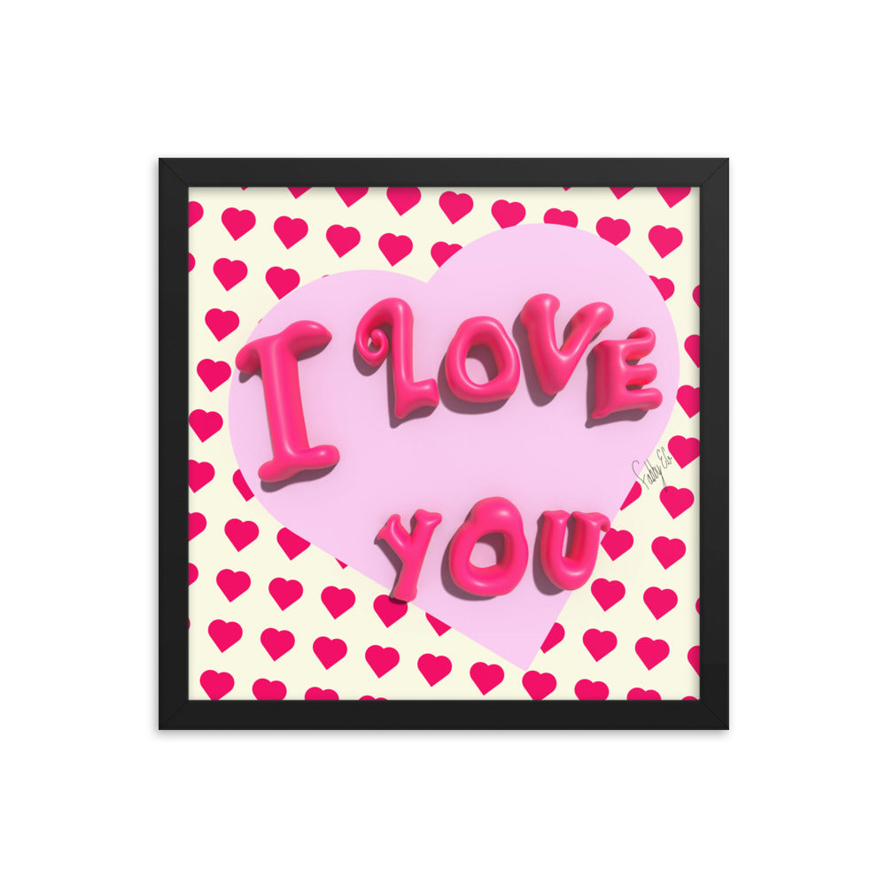 I love you heart framed poster