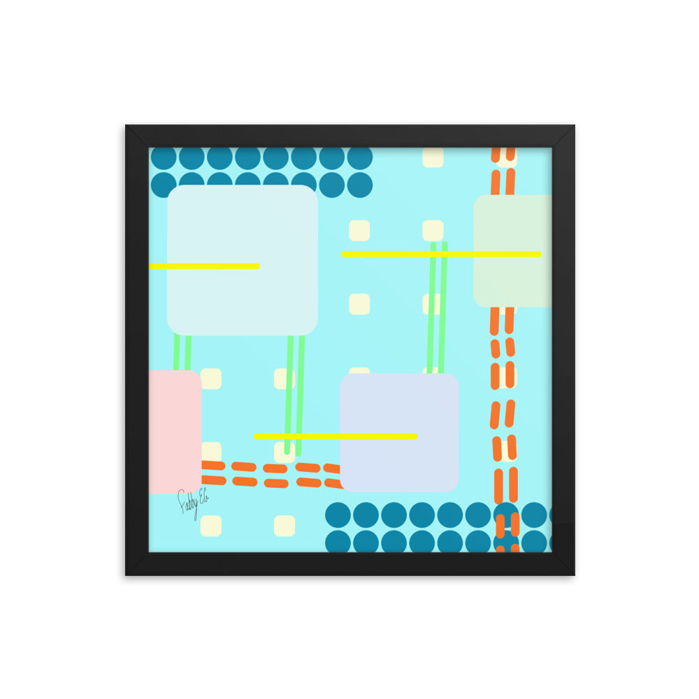 Off grid blue framed poster