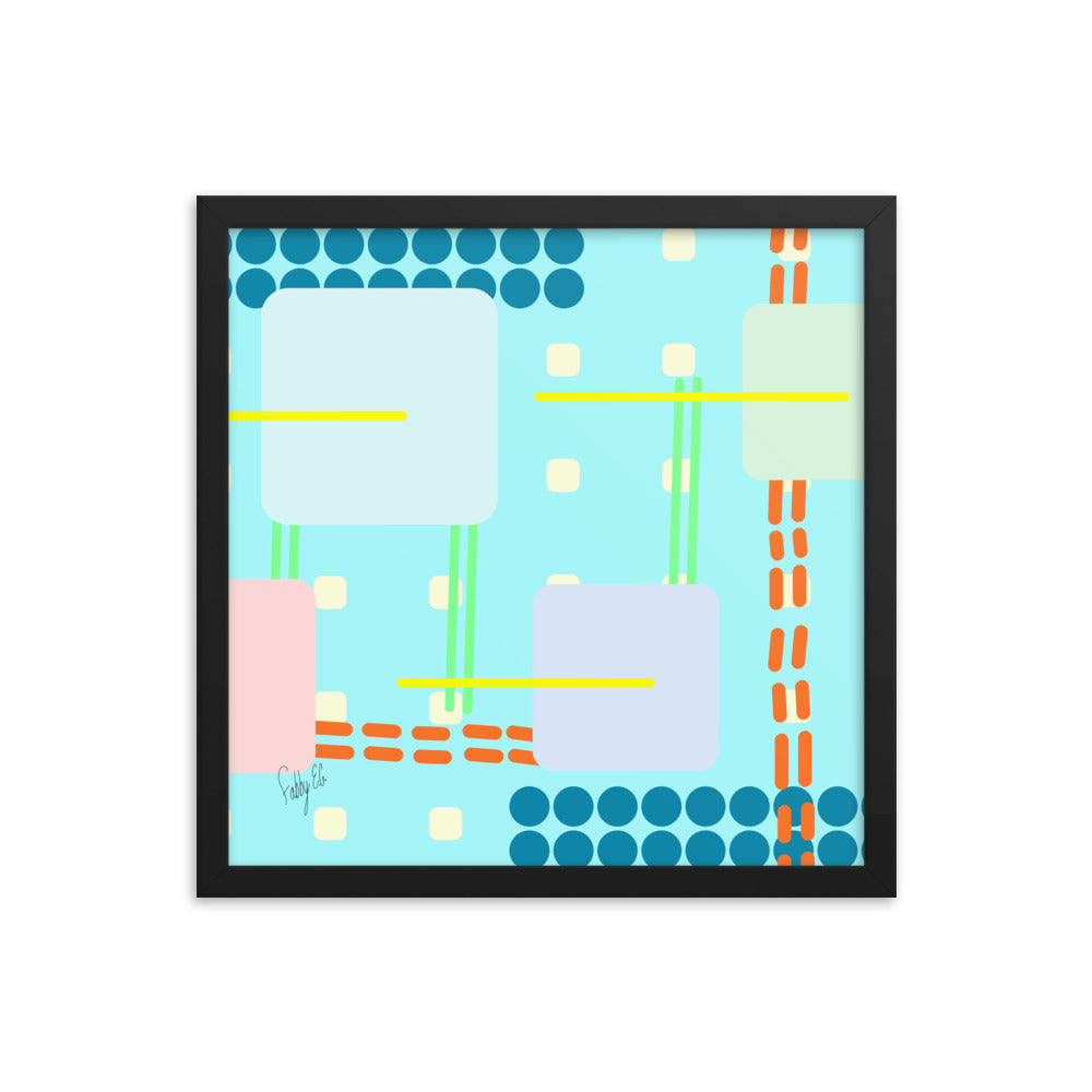 Off grid blue framed poster