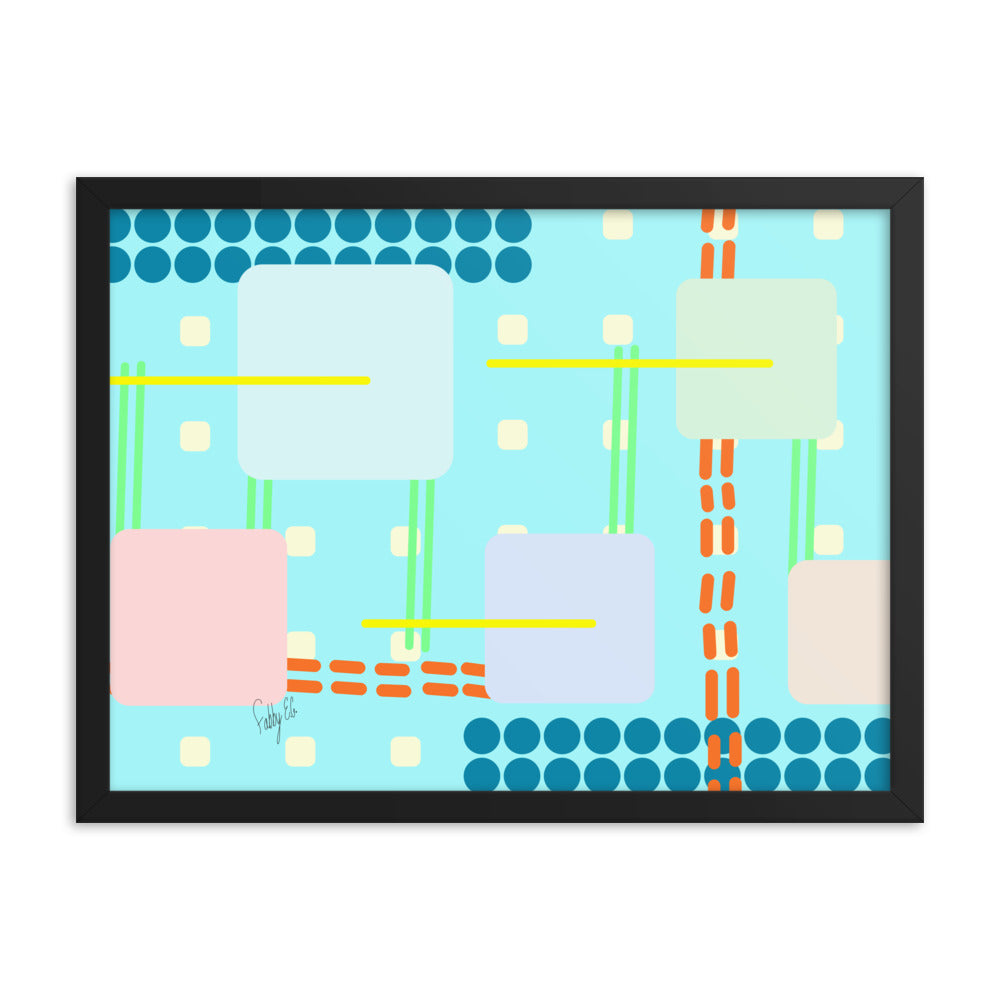 Off grid blue framed poster