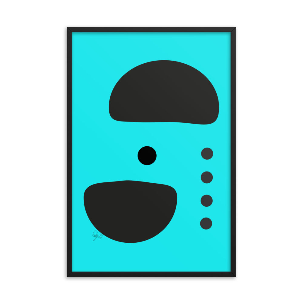 Dots taking sides blue framed poster