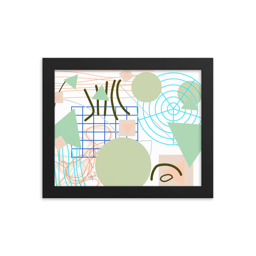 Triangular green circles framed poster