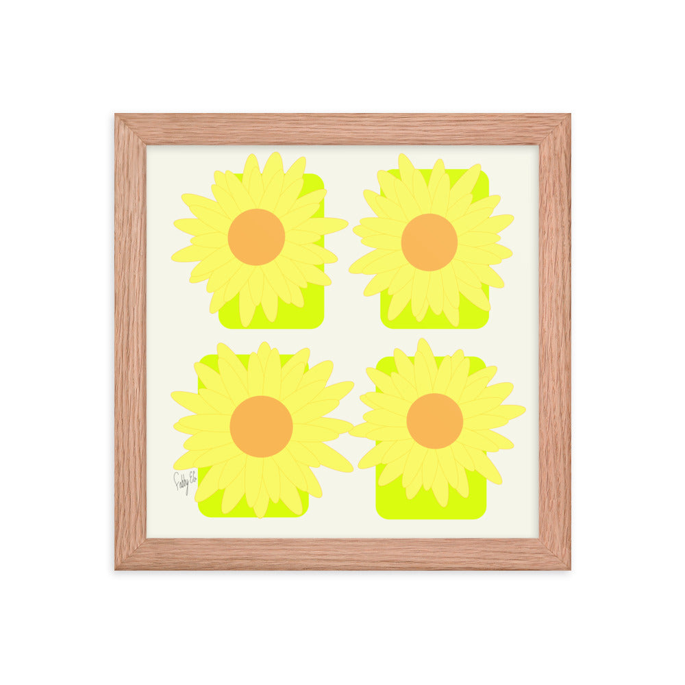 Sunflower squares framed poster