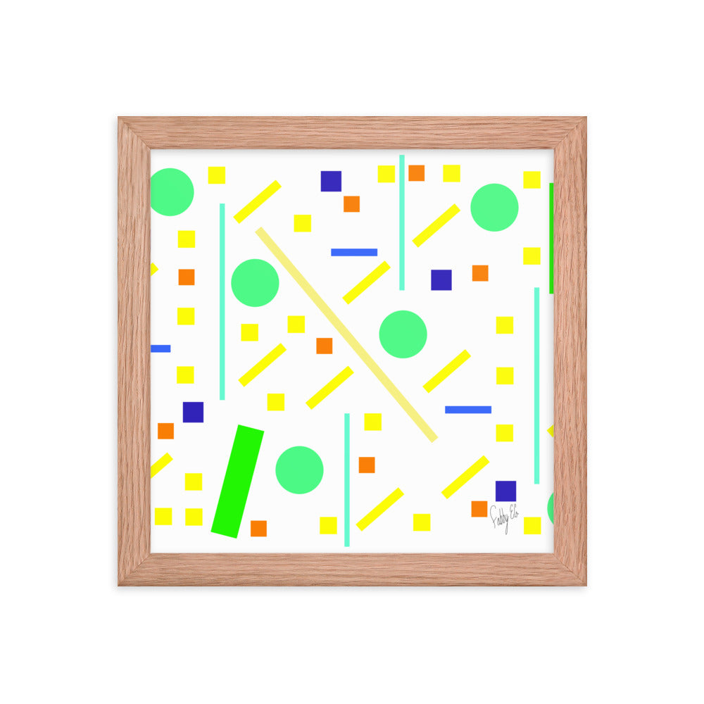 Squares and petite rectangles (white) framed poster