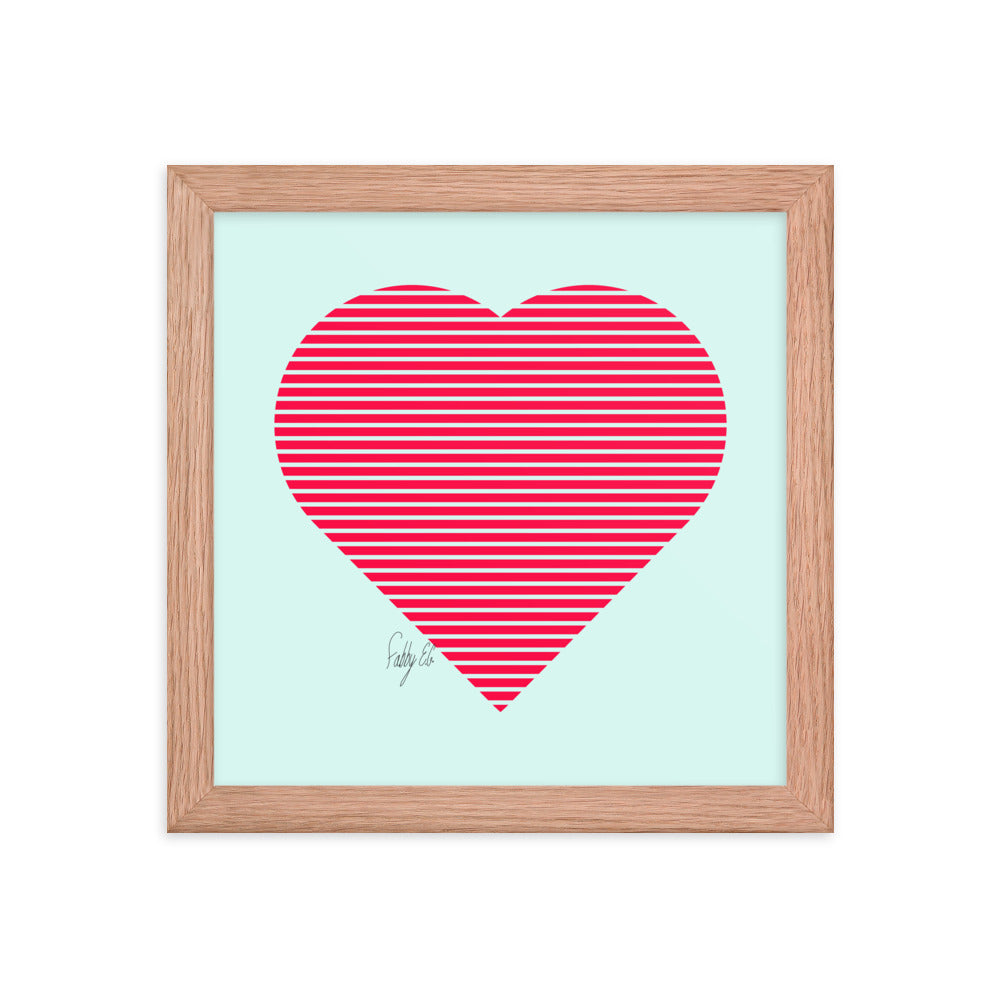 In love (passion heart stripes) framed poster