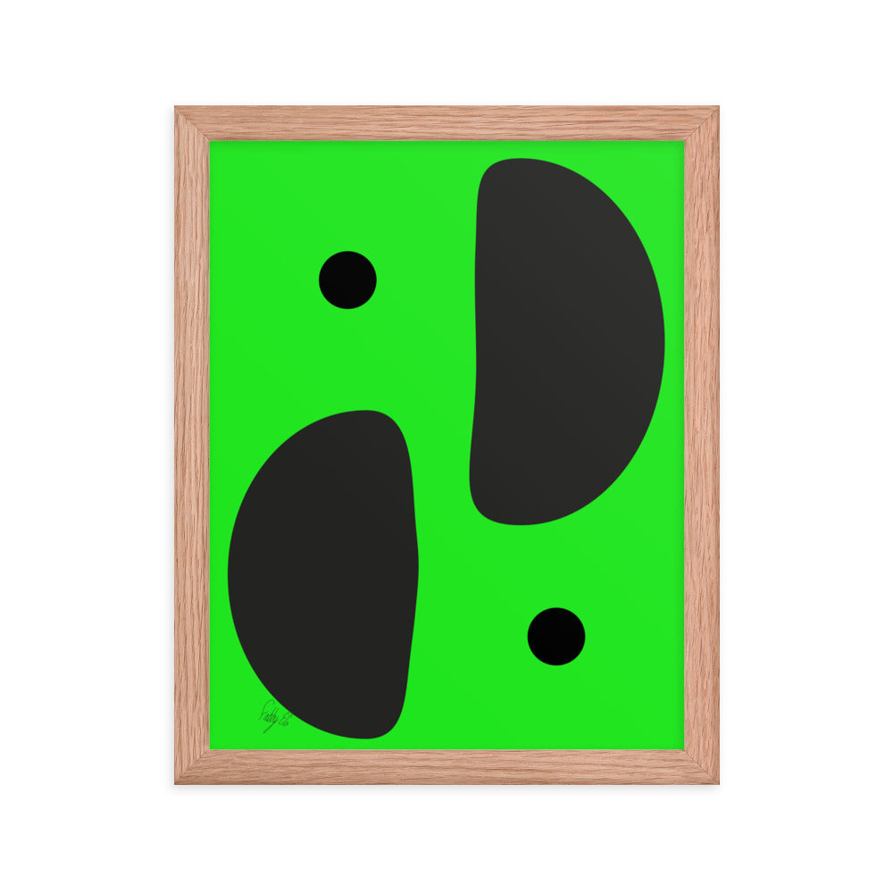 Mirror effect dots green framed poster