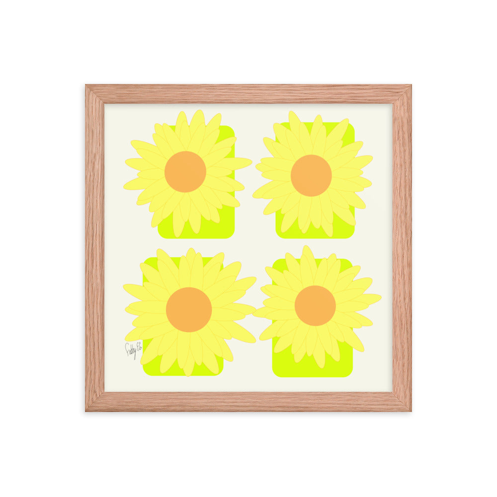 Sunflower squares framed poster