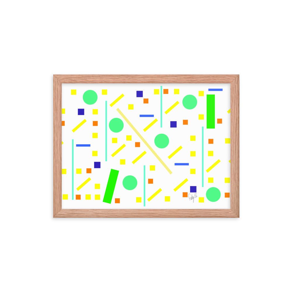 Squares and petite rectangles (white) framed poster