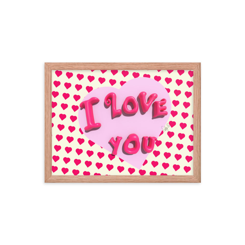I love you heart framed poster