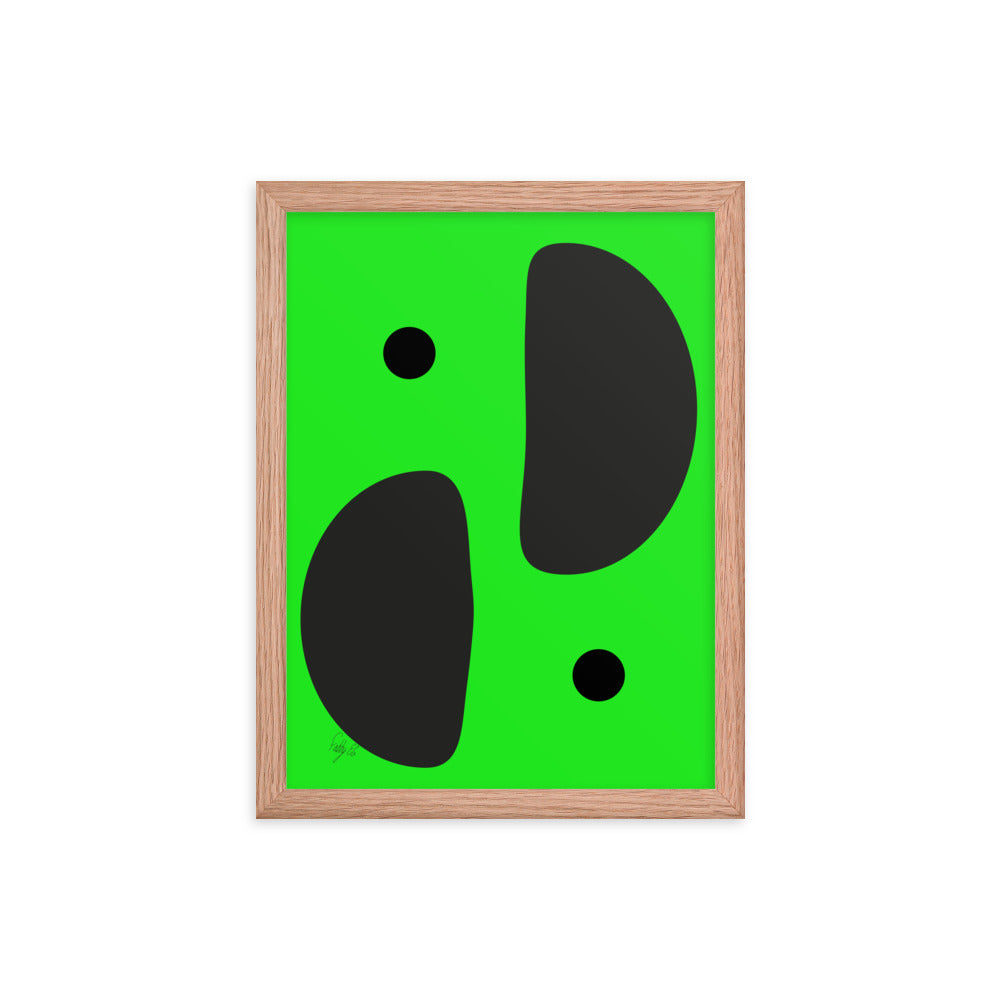 Mirror effect dots green framed poster