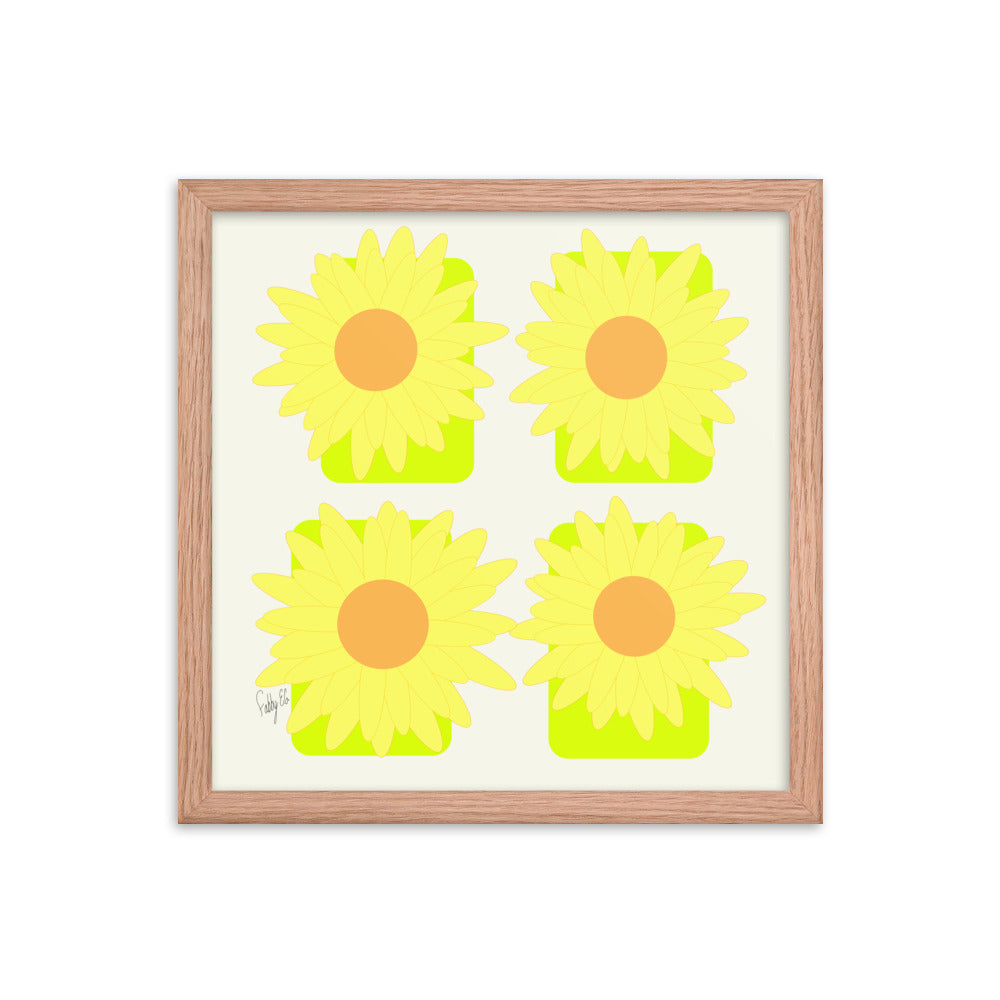 Sunflower squares framed poster