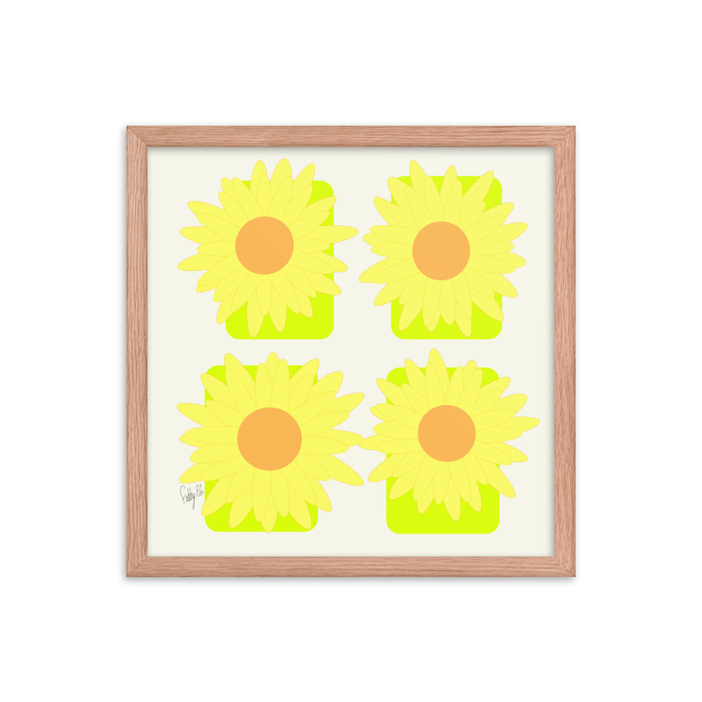 Sunflower squares framed poster