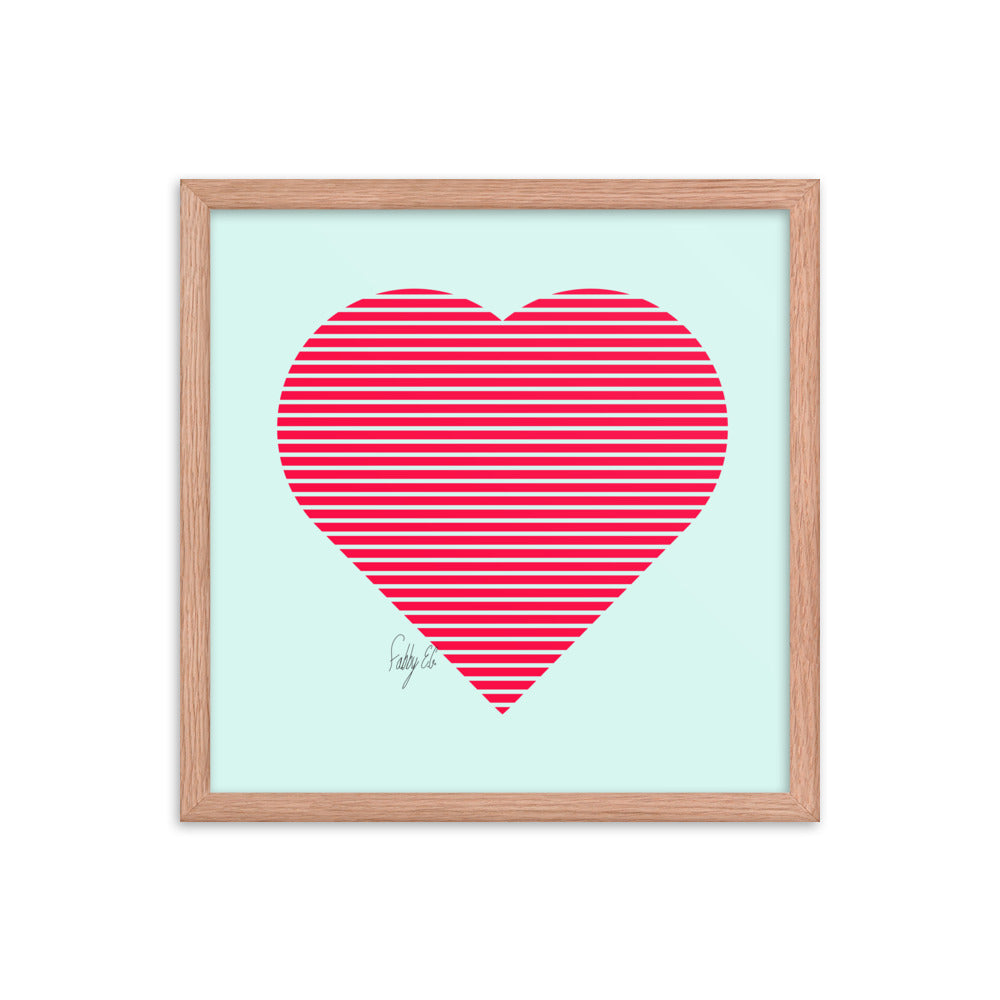 In love (passion heart stripes) framed poster