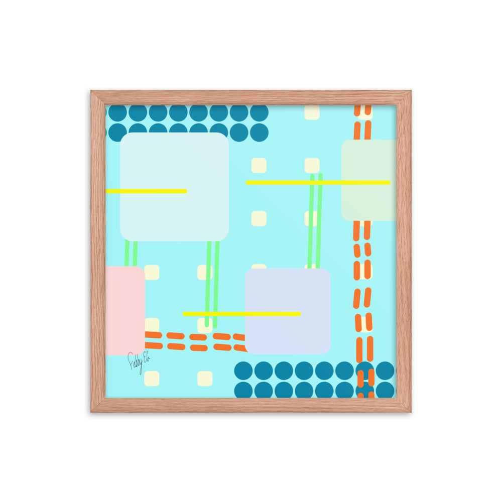 Off grid blue framed poster