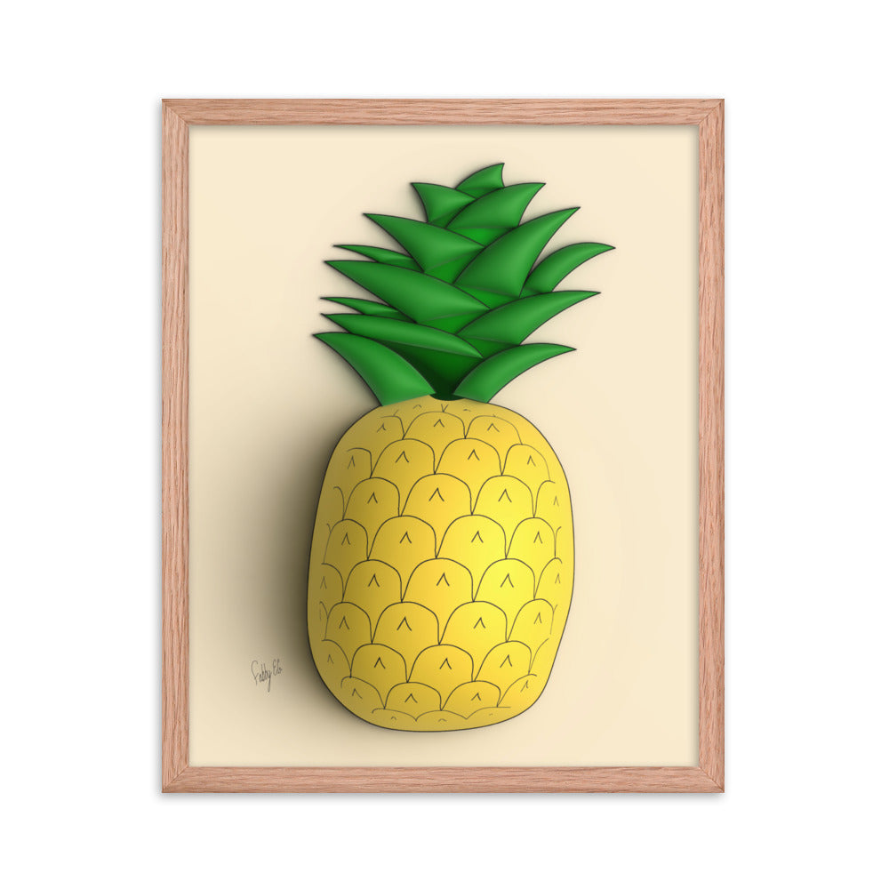 Pineapple 3D framed poster