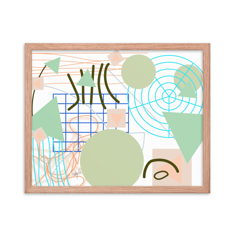 Triangular green circles framed poster