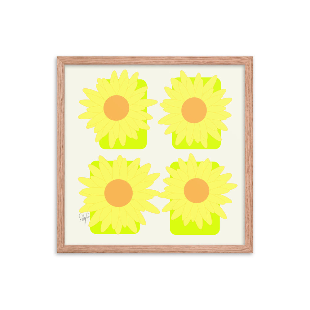 Sunflower squares framed poster