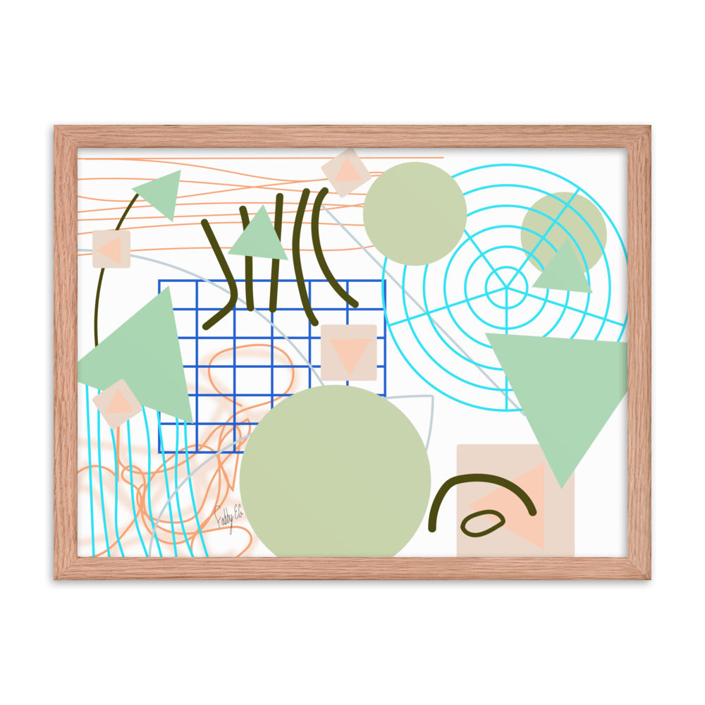 Triangular green circles framed poster