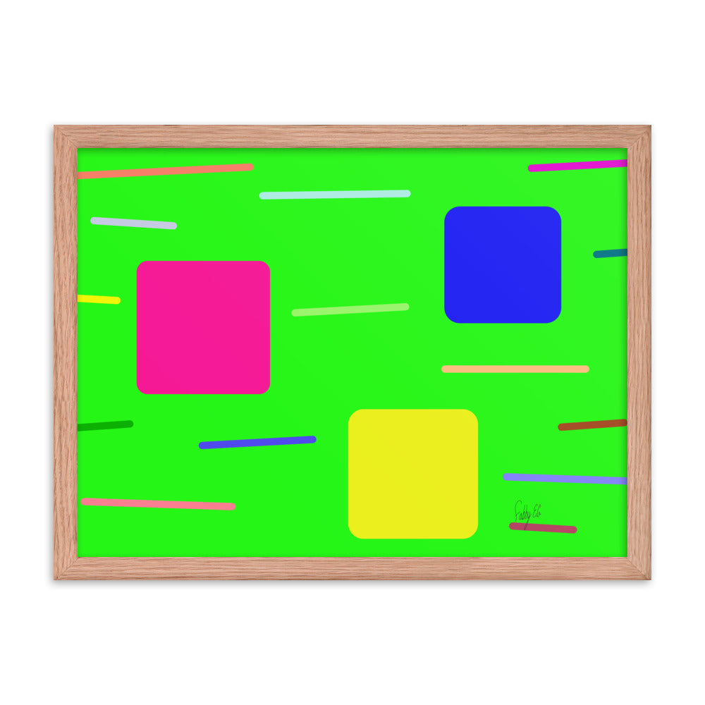 Time zone in a square green framed poster