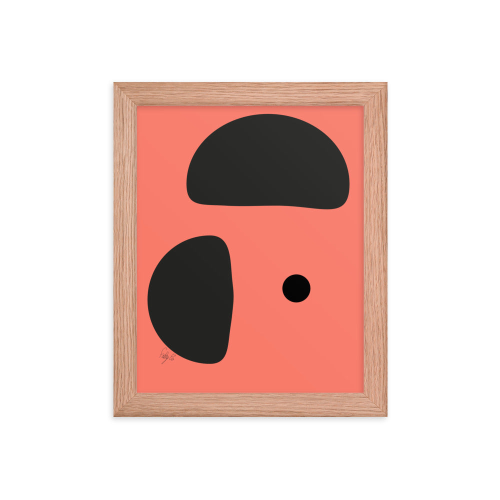 Opposite dots salmon framed poster