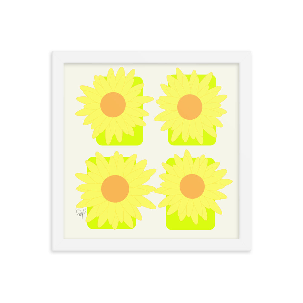Sunflower squares framed poster