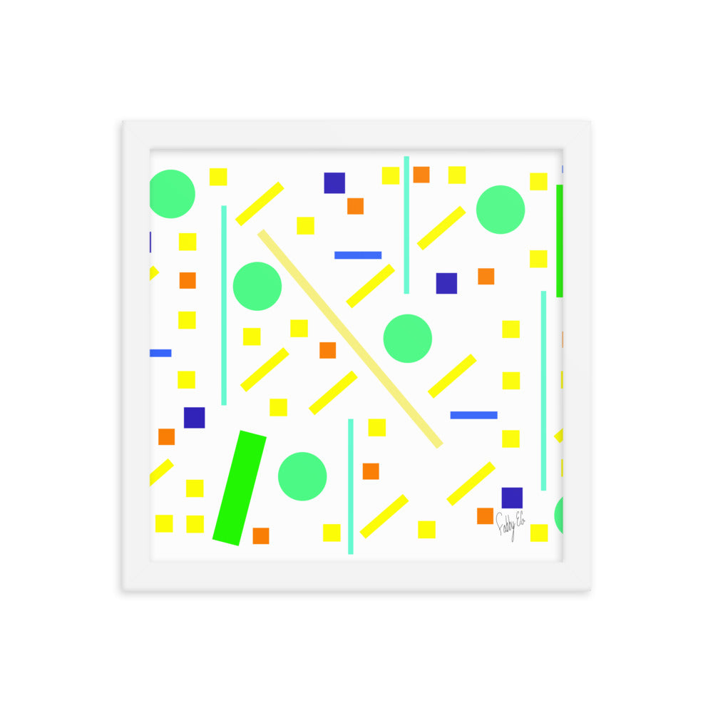 Squares and petite rectangles (white) framed poster