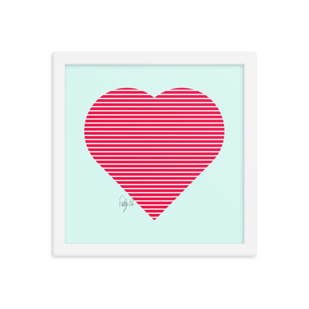 In love (passion heart stripes) framed poster