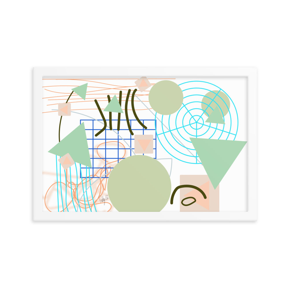 Triangular green circles framed poster