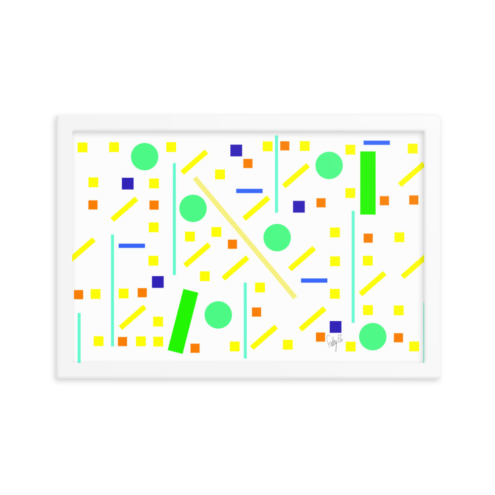 Squares and petite rectangles (white) framed poster