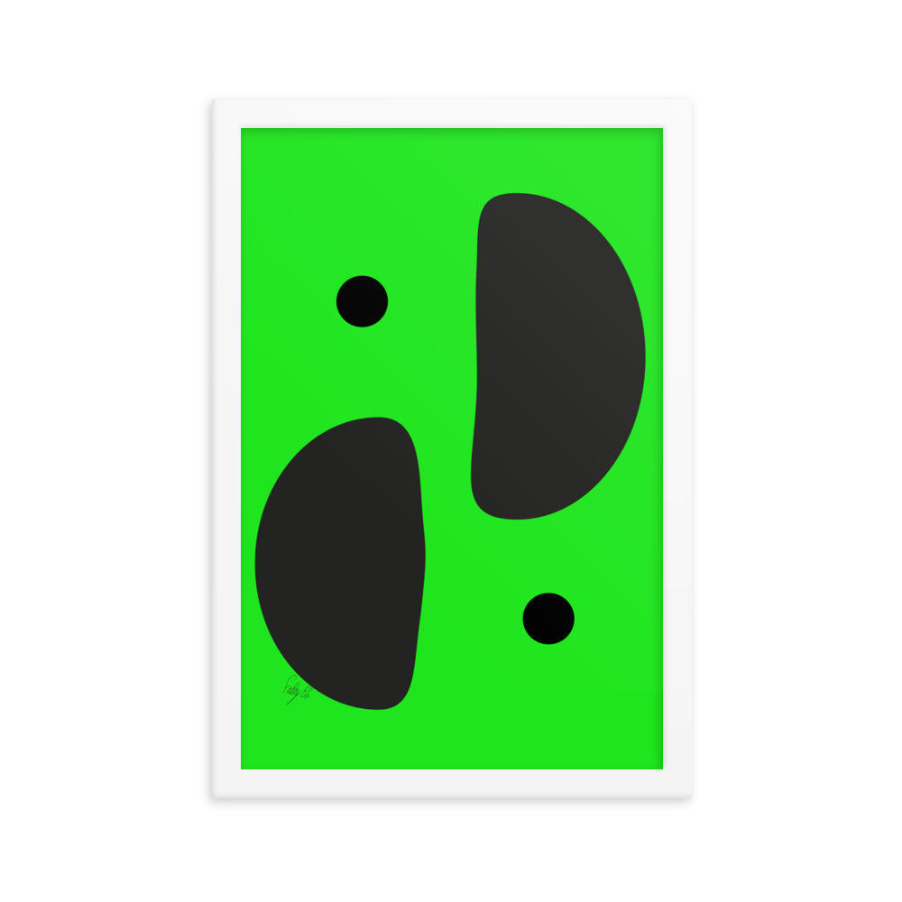 Mirror effect dots green framed poster
