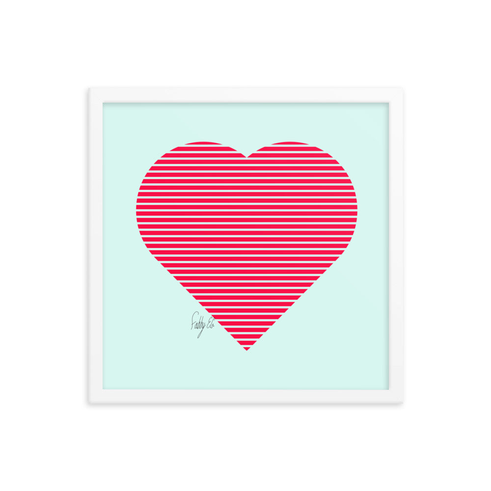 In love (passion heart stripes) framed poster