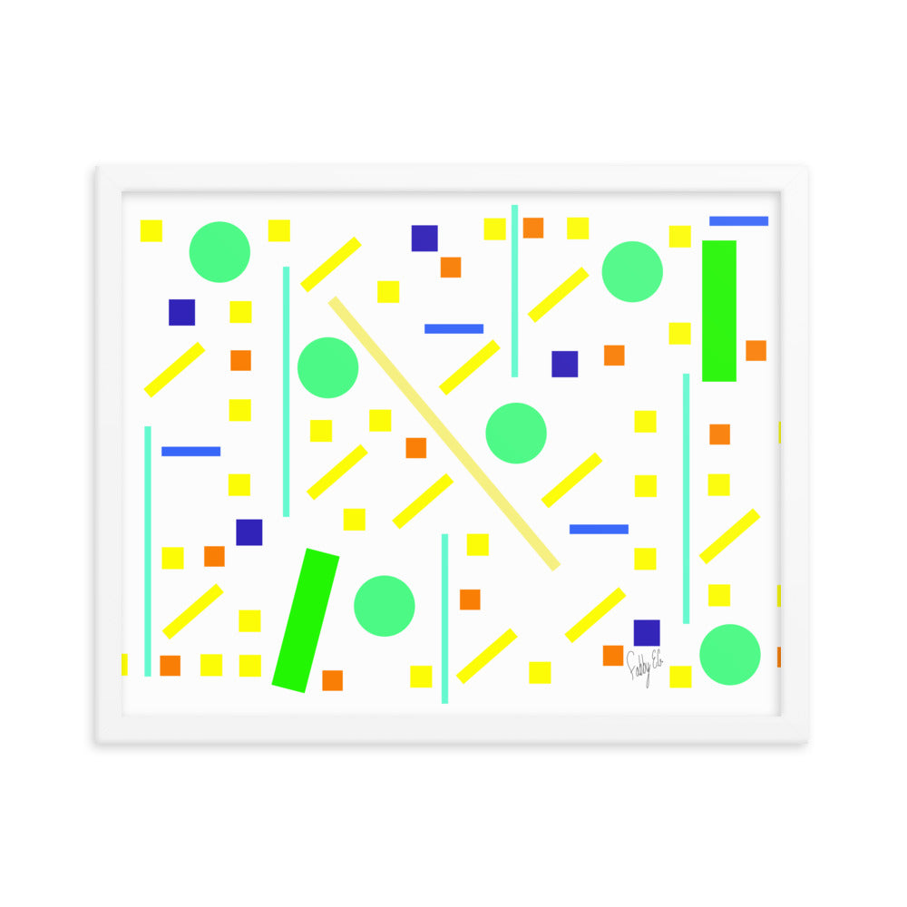 Squares and petite rectangles (white) framed poster